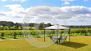 Outdoor dining area at a vineyard at Margaret River