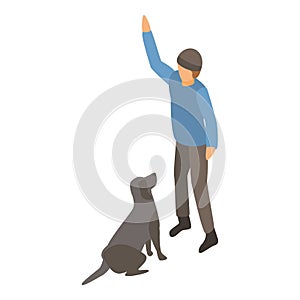 Outdoor dog training icon, isometric style