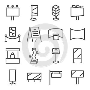 Outdoor Exhibition icon illustration vector set. Contains such icons as Advertising, booth, counter, exhibitions, backdrop, event,