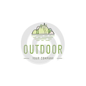 Outdoor explorer badge. Illustration of outdoor explorer label. Typography and roughen style. Outdoor explorer logo photo