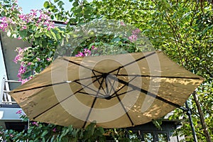 Outdoor fabric umbrella for shade in home garden