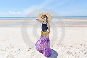 photo of cute happy girl at sea,beach travel