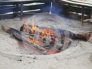 Outdoor fire pit in Ramsar, Iran