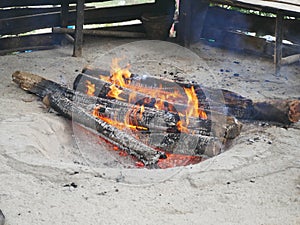 Outdoor fire pit in Ramsar, Iran