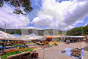 Outdoor fruit market in Mucuge, Chapada Diamantina, Bahia, Brazil