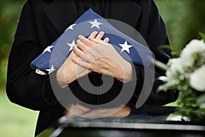 Outdoor funeral ceremony for veteran