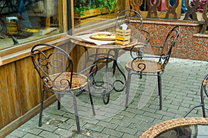 Outdoor furniture made of metal and wicker