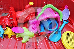 Outdoor garden toys for children in sandpit