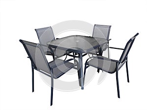 Outdoor glass table and chairs