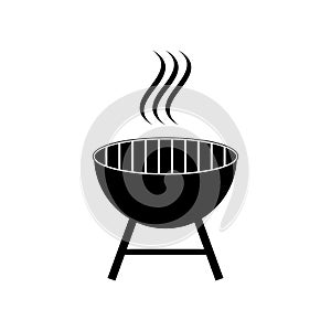 Outdoor grill vector. BBQ grill icon isolated on white