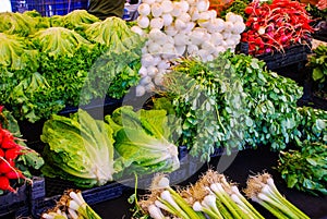 Outdoor grocery stall, market place, vegetables