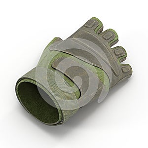 Outdoor Half Finger Assault Soldier Glove on white. 3D illustration