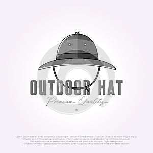 outdoor hat logo icon design vector. cowboy style vintage illustration