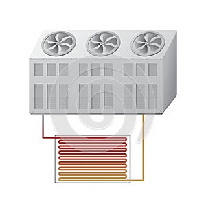 Outdoor and indoor unit chiller. HVAC vector illustration.