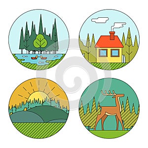 Outdoor Life Symbol Lake Forest House Deer Duck