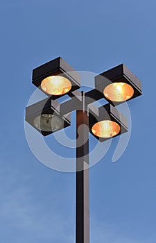 Outdoor Light Pole with four fixtures