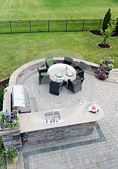 Outdoor living area on an open-air patio photo