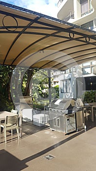 Outdoor living - Barbeque setting in a large hotel in Broadbeach Qld Australia