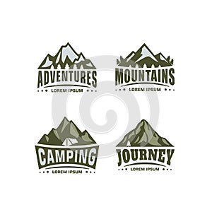 Outdoor logo and Mountain badge set