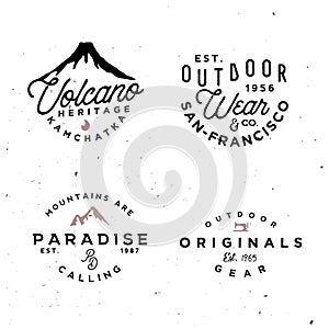 Outdoor logo templates. Simple vintage badges on adventure theme