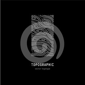 Outdoor logo of topographic line map. Wood rings, vector line pattern of shape countour. Outline pattern for outdoor