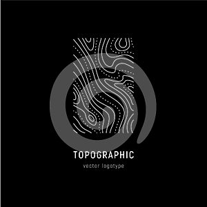 Outdoor logo of topographic line map. Wood rings, vector line pattern of shape countour. Outline pattern for outdoor