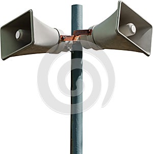 Outdoor loudspeaker isolate on white background. clipping path