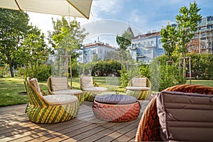 Outdoor lounge with modern garden furniture photo