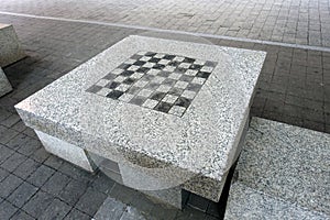 Outdoor Marble Chess and Checkers Table and Stools