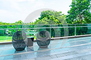 Outdoor patio deck and chair on balcony