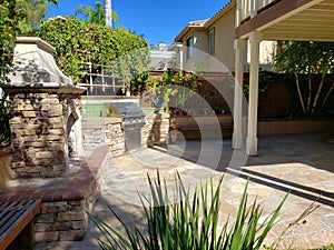 Outdoor Patio with Fireplace and Built in Grill photo