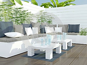 Outdoor patio seating area.