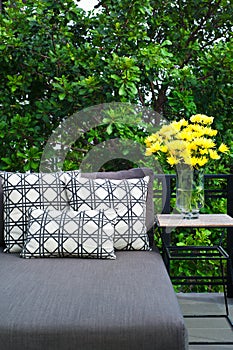 Outdoor patio seating with daybed