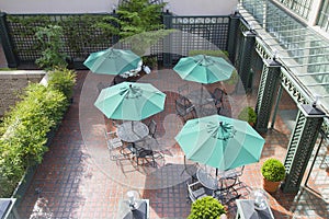 Outdoor Patio Seatings with Umbrellas