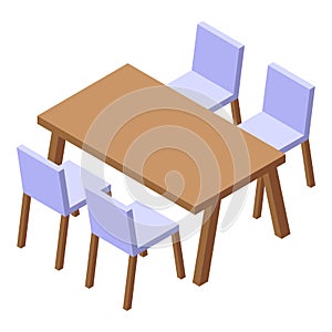 Outdoor patio table and chairs icon isometric vector. Patio restaurant