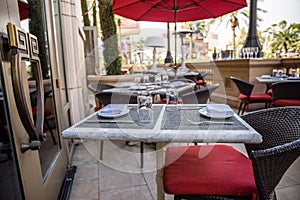 Outdoor patio table setting