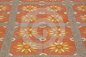 Outdoor pattern floor ,orange flower