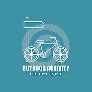 Outdoor physical activity vector logo design template. Modern linear branding element for healthy lifestyle company or