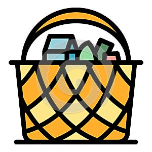 Outdoor picnic basket icon vector flat