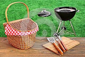Outdoor Picnic Or BBQ Grill Party Scene At Summertime