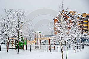 outdoor playground equipment in winter