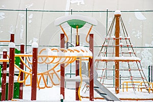 outdoor playground equipment in winter
