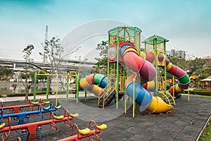 Outdoor playground in the park