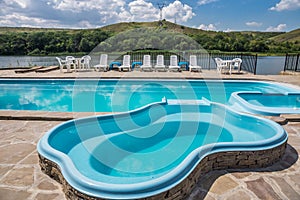 Outdoor pool on the river bank