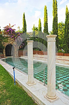 The outdoor pool of the spa of Alange -Balneario- famous thermal bath in the province of Badajoz, Spain photo