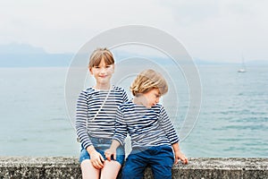 Outdoor portrait of adorable children