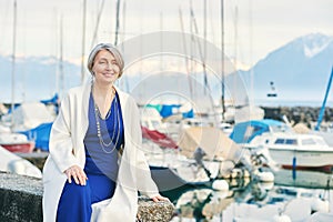 Outdoor portrait of beautiful middle age woman