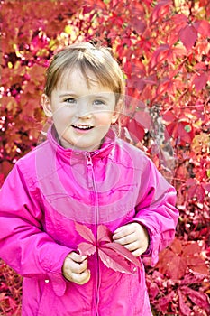 Outdoor portrait cute little girl