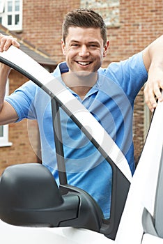 Outdoor Portrait Of Driver With Van