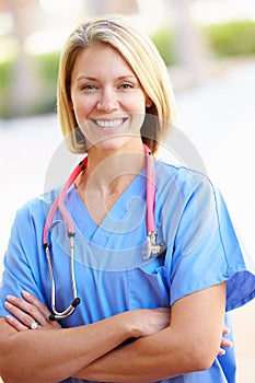 Outdoor Portrait Of Female Nurse